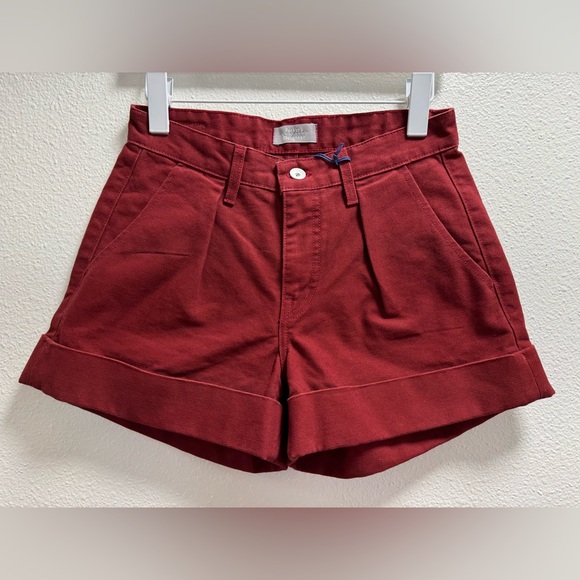 Father's Daughter Brendan High Rise Jean Shorts Cotton Brick Red Women's Size 25 - Picture 1 of 7